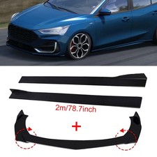 Glossy Black Front Bumper Lip Spoiler 78.7 Side Skirts For Ford Focus Escape