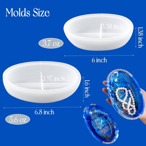 Resin Bowl Mold Silicone 2 Pack Candle Vessel Silicone Mold Oval Dish Contain... - Picture 2 of 9