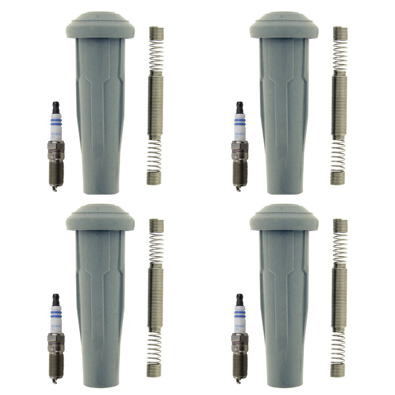 Bosch 4 Double Iridium Spark Plugs  NGK Coil Boots Kit for Escape Fusion MKZ L4