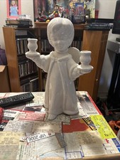 Christmas Angel Taper Candle Holders 13.5" Ceramic Read Description