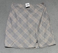 NEW Abercrombie Fitch Plaid mini skirt Size XS side zip Gray / Beige