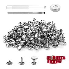 100 Sets Leather Rivets 8x8mm Double Cap Snaps Metal Studs Tools Silver Tone
