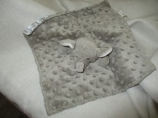 Elegant Baby Gray Elephant Raised Minky Dot Security Blanket Lovey Satin Back 10