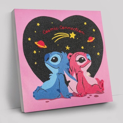 Stitch & Angel: Cosmic Connection, 30x30cm Crystal Art Famed Canvas Kit