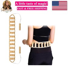 Wood Therapy Massage Tools, Wood Back Roller   Wooden Massage Roller Rope Mad...