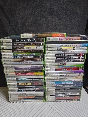 Xbox 360 Video Game Lot of 49. Borderlands, Halo, Assassin's Creed, Mass Effect.