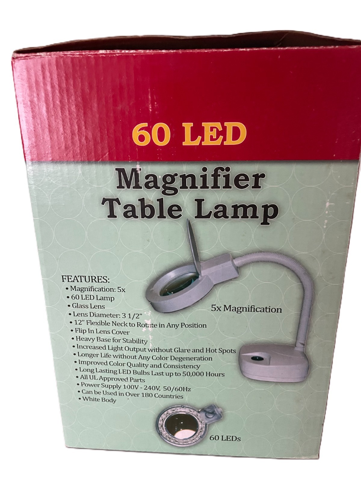 Sona Enterprises MC358 Table Lamp with 3.5 x Magnifier White w Spare Bulb 60 LED