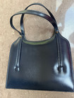 Sac à main cuir vintage années 60 Richmond bleu marine 2 anses