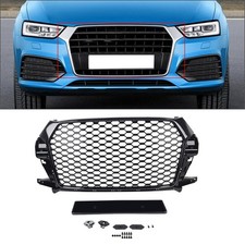 1 St&uuml;ck Frontsto&szlig;stangen-Wabengittergrill gl&auml;nzend schwarz f&uuml;r Audi Q3 2016-2018