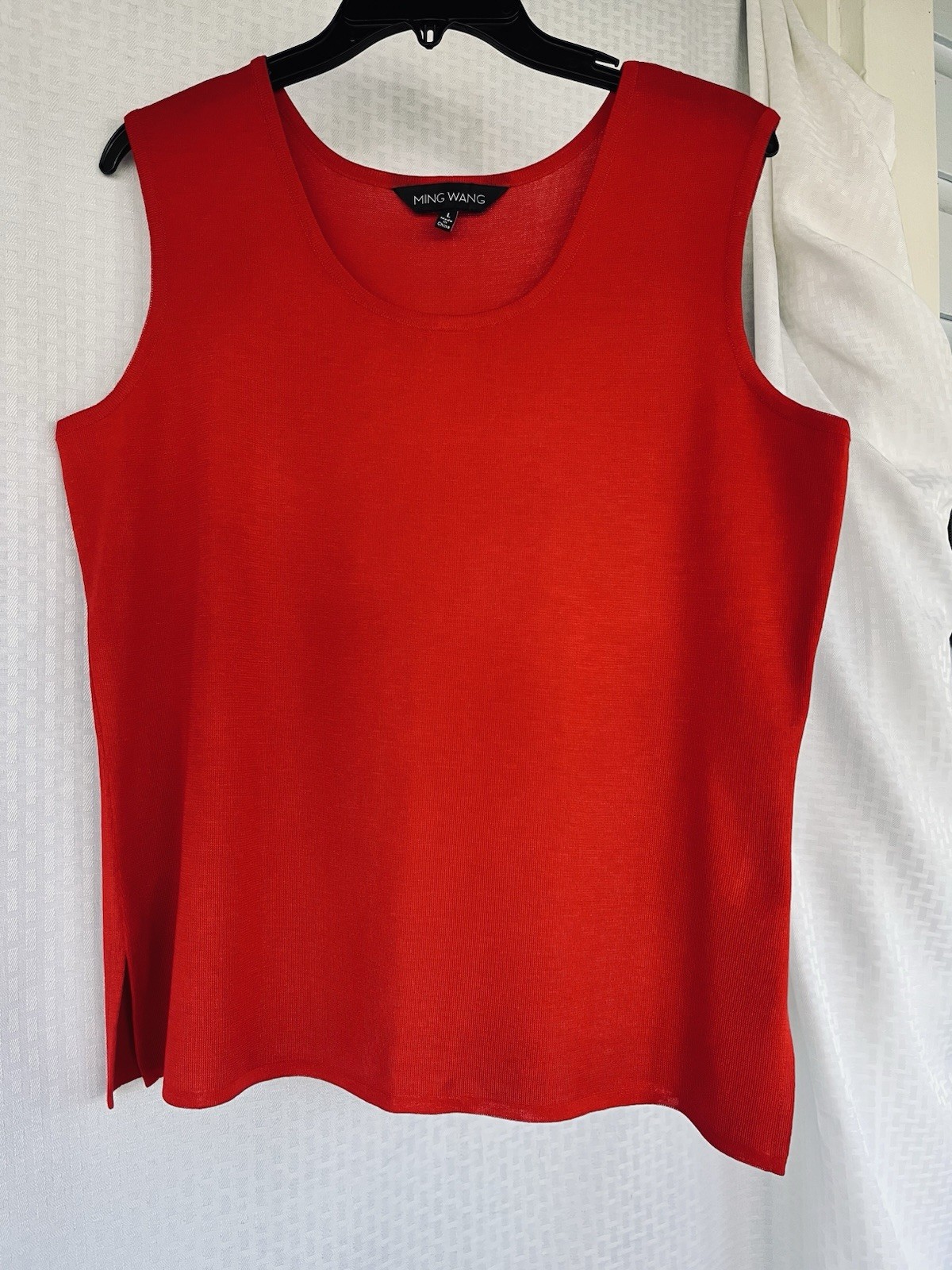 MING WANG ACRYLIC DEEP RUBY STRETCH KNIT TANK LAR… - image 1