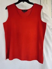 MING WANG ACRYLIC DEEP RUBY STRETCH KNIT TANK LARGE EUC