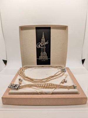 Art Deco/Renee Fifth Avenue NY-Faux Pearl Costume Jewelry Set in Original Box
