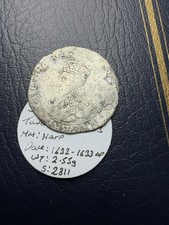 Charles I, Hammered Silver Sixpence Coin, Tower Mint, Harp Mark