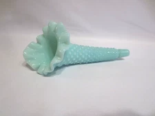FENTON HOBNAIL GREEN PASTEL 6" EPERGNE HORN