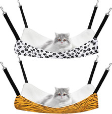 2 Pack Cat Hammock for Cage, Catio Accessories Reversible Soft Cats Bed with Adj