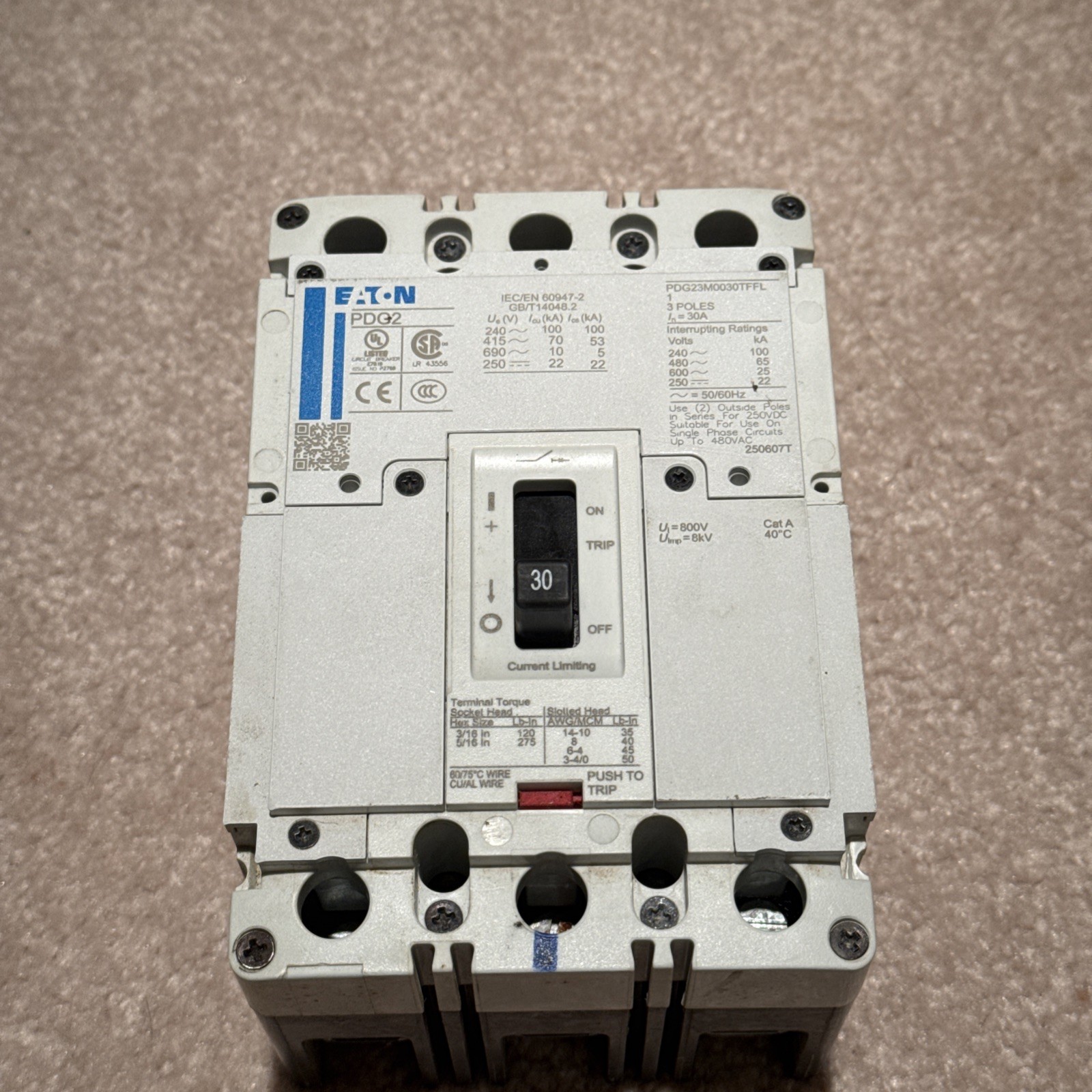 NEW PDG23G0030TFFL - Eaton Bolt-On 600V 30A