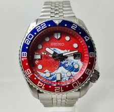 Seiko Mens Automatic Watch Modified 17J The Great Wave off Kanagawa August 1994