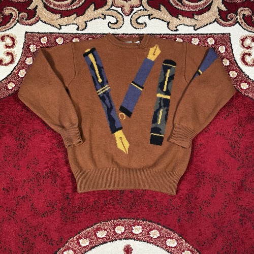 Paul Smith, Vintage 80s Paul Smith Fountain Pen Author Writer Thick Wool Knit Sweater Size 3
