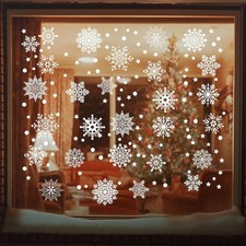 AHEONLAR 142PCS Christmas Window Static Cling Sticker, Snowflake White