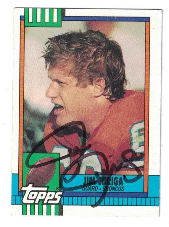 Jim Juriga Signed Autographed 1990 Topps Card Denver Broncos