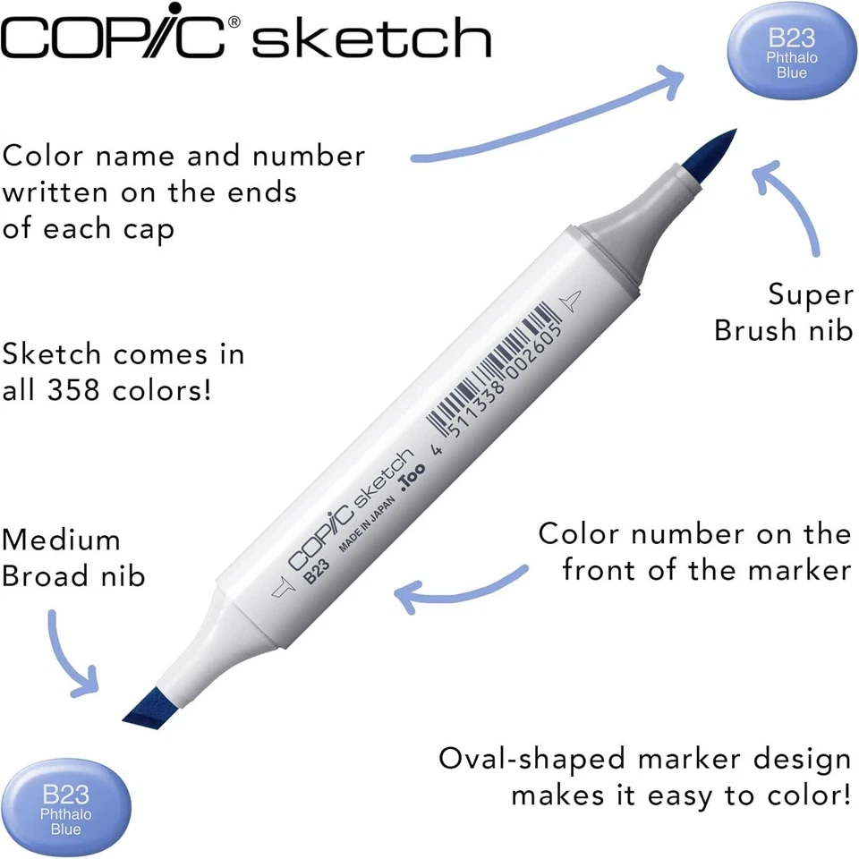 Copic Bold Primaries Sketch Markers Set - Set Of 6 FAST SHIPPING - image 4 of 4