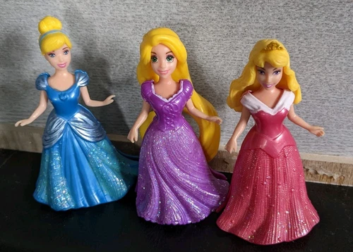 ty04 ~Disney Princess Magic Clip Doll LOT *Ariel, Rapunzel, Sleeping Beauty*~