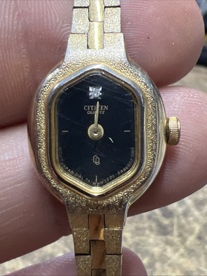 Citizen 3220-S15583 SMW Women's Gold Time Quartz Diamond Black