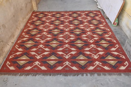 Peruvian Wool Jute Area Rug, Handmade Flatweave Rug, Navajo Rug, Dining Room Rug - Picture 2 of 9