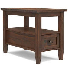 Norfolk Narrow Side Table Distressed Charcoal Brown - WyndenHall: Pine Wood, 1