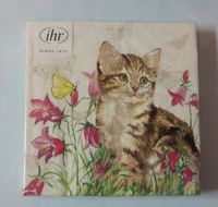20 Servietten Katze 1 Packung Ovp Motivservietten Ihr Tiere Schmetterling Blumen