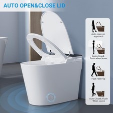 Smart Toilet,Heated Seat Auto Flush,Foot Sensor Operation,Warm Water,AutoFlipCov