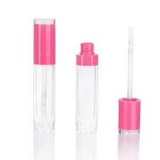 Empty Lip Gloss Tubes Clear Wand Round Rose Pink Containers 8ml 26 PCS
