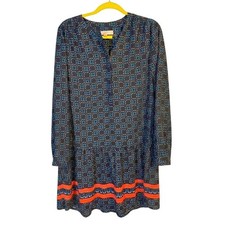 Long Sleeve Dress LOFT size Small Modest Cute Classy Navy Blue Flowy Summer