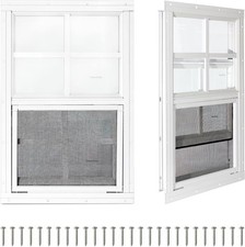 2 Pack Shed Windows Chicken Coop Windows 12" x 18" White Flush Mount Sliding