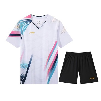 Li Ning Men's Table Tennis Badminton T-shirt and Shorts Suit Sports Set 25-08194