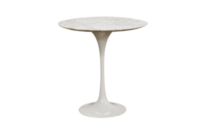 20'' Diameter White Tulip Flower Style Faux Marble End Side Table Mid-Century Mod