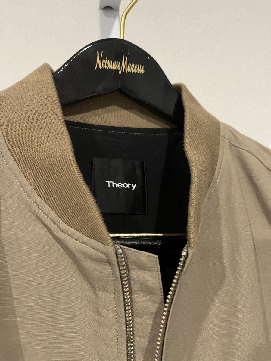 THEORY City Bomber Jacket Sz XL MSRP $395 Beige Dura Linen