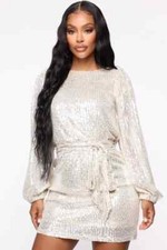 Fashion Nova Shine All Day Sequin Mini Dress - Silver