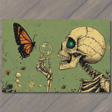 STICKER Skeleton Gaze Butterfly Black Background Swirls Fantasy Gothic Art