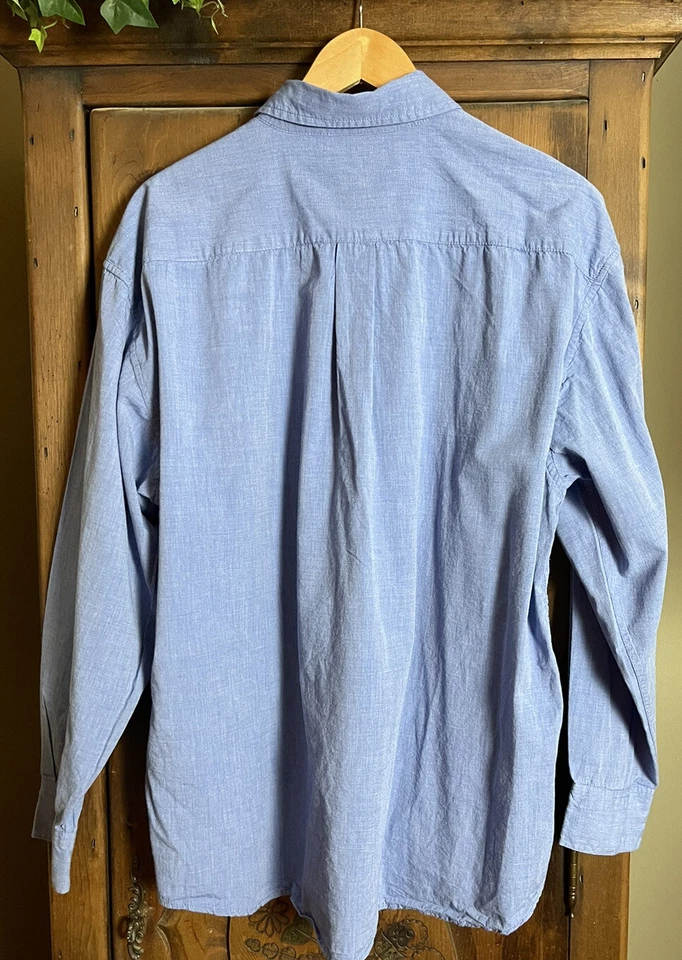 Camisa abotonada azul manga larga Steve & Barry’s inspirada vintage para hombre talla XL Foto 2 de 4