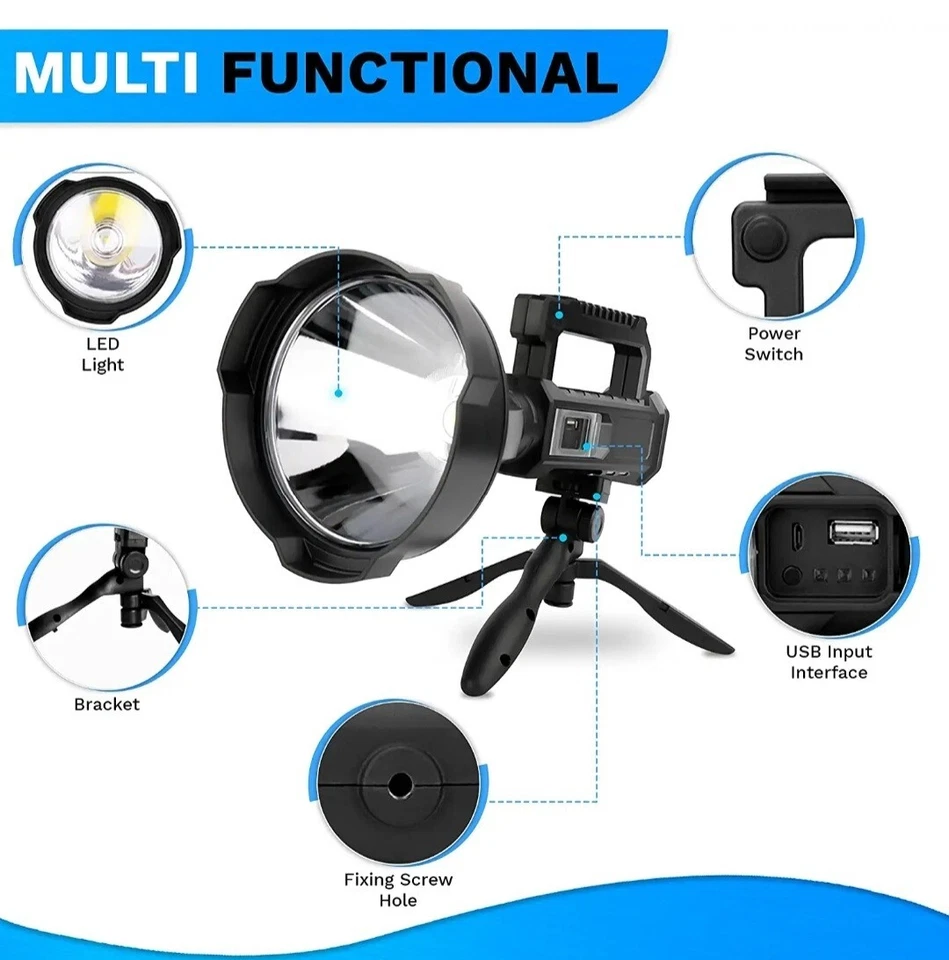 Linternas LED Altos Lúmenes | Linterna Foco LED Recargable | 90000... Foto 2 de 4