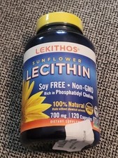 100 All-Natural Sunflower Lecithin Capsules - 120 Count - Cold Pressed Solv...