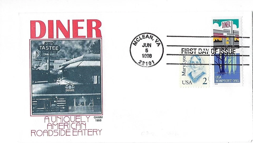 5 '98 FDCs Skiing, Diner Presort, DeWitt & Lila Wallace GAMM Cachets, 5/5, Benet - Image 3 of 4