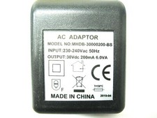 0.2A 200MA 30V 6VA AC/DC POWER ADAPTOR/SUPPLY/CHARGER/TRANSFORMER SOCKET