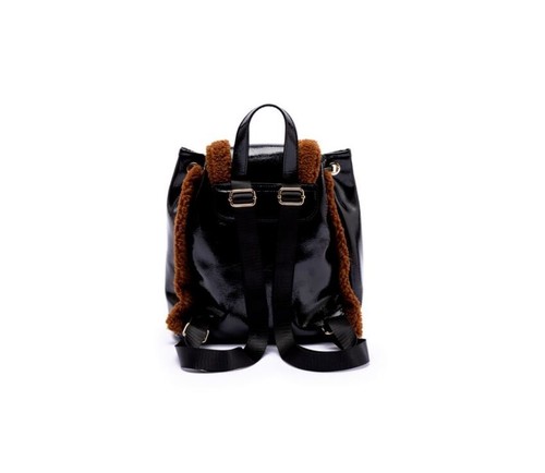 Mochila pequeña escolar SKINNYDIP Scarlett brillante imitación piel - NEGRO / MARRÓN - Imagen 4 de 6