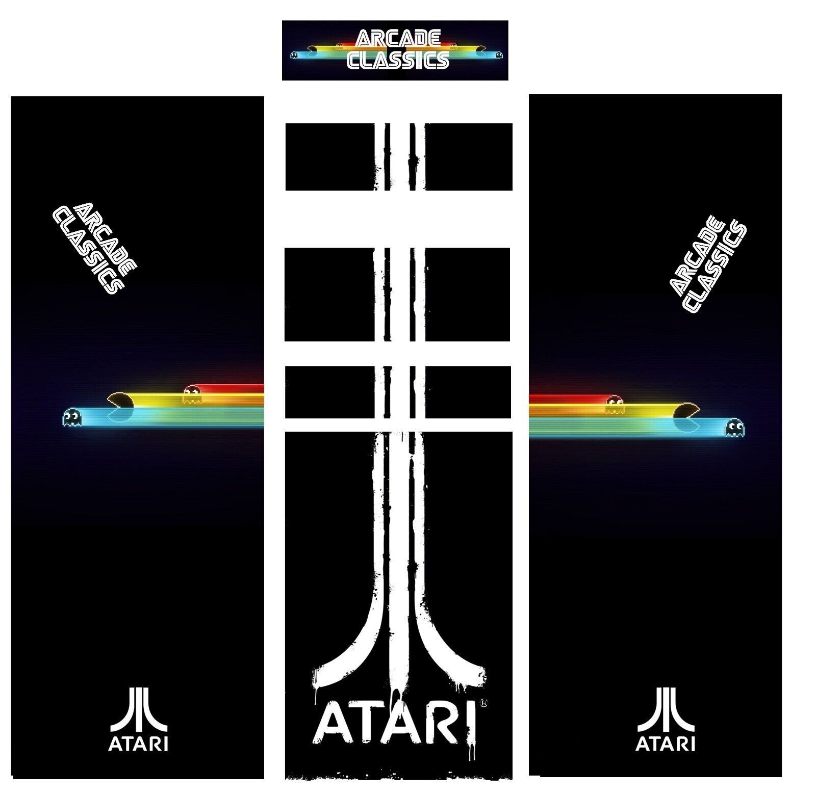 Stickers Atari universel pour borne d'arcade - Solution de rénovation sans bulle pour meuble