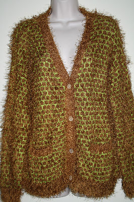 New Vero Moda Sweater Long Sleeve Casual Cardigan Knitwear Size M Brown Green