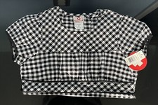 NWT XS Women  s plaid white cross scrub top