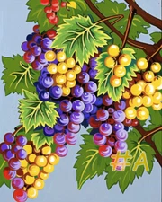 Vibrant and Tempting Grapes Printed Needlepoint Canvas #FA78-2