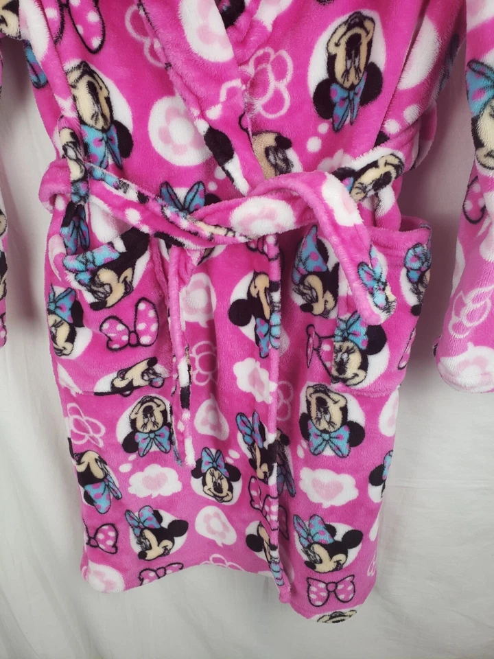Disney Girl's Minnie Mouse Long Sleeve Robe with Pockets Sz L/10 - Image 4 of 4
